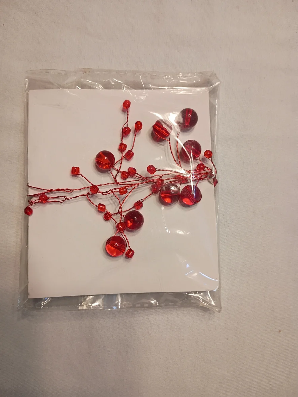 #6038 Gold Canyon Red Dazzle Wrap Beads 14” Candle Décor